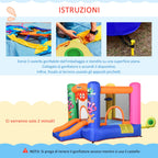 Inflatable Playhouse Giant Bouncy Castle for Kids 3-8 Years Old Colorful Bouncy Trampoline with Slide and Basketball Hoop 250cmx180cmx175cm - Borge' Group Limited