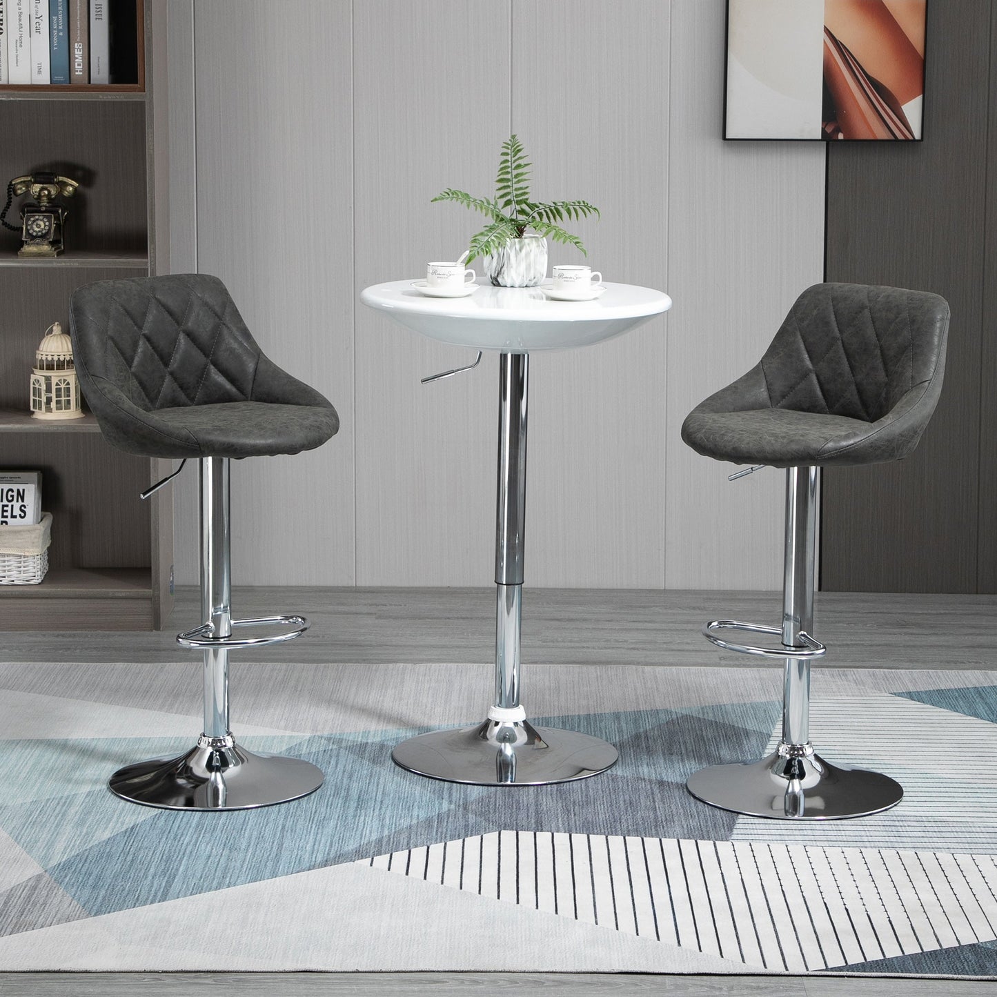 Set 2 swivel design bar stools with adjustable height - dark Grey - Borgè