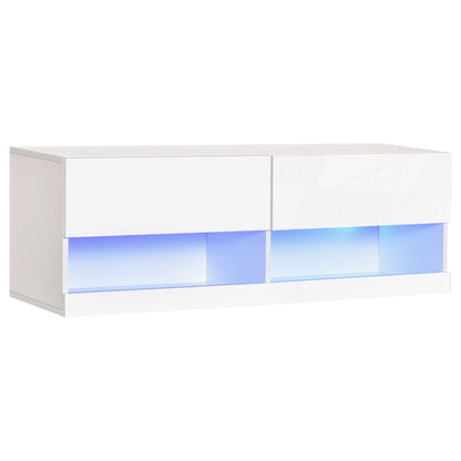 Mobile Suspended Wooden With 20 Colors LED lights for TV Max. 42 ", shiny white