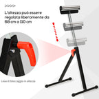 Homcom roller stand at adjustable metal height, folding design and space-saving, 44x50x68-110 cm - Borgè