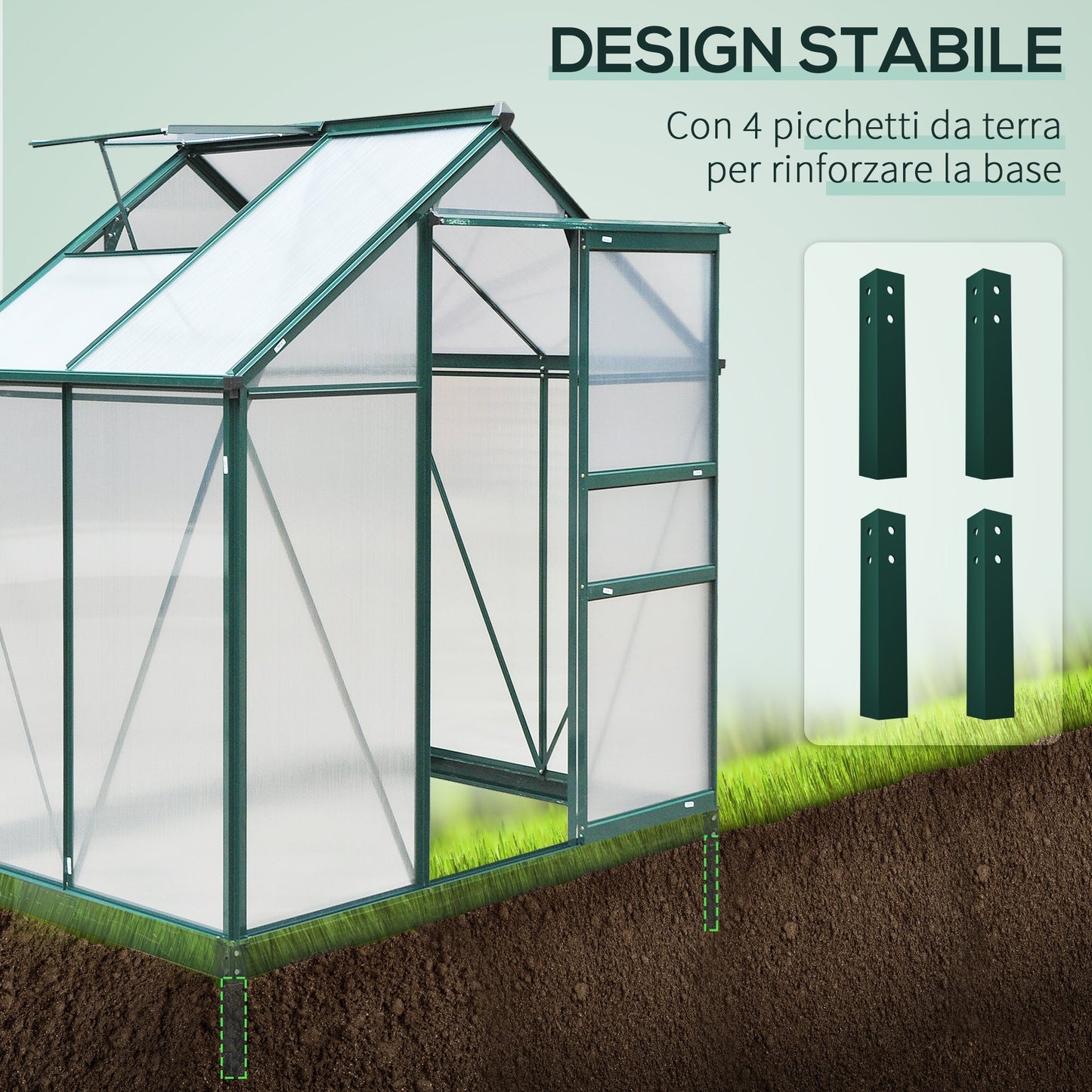 Outsunny Anti-UV Polycarbonate Garden Greenhouse with Window and Sliding Door, 190x132x201cm - Borgè