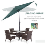 3x2.5 m Tilting Garden Umbrella with Crank Handle, Metal and Green Polyester - Borge' Group Limited