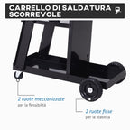 Durhand officed shopping carriage welding system 3 shelves 4 wheels black - Borgè