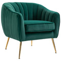 Homcom green velvet armchair with golden metal legs - Borgè
