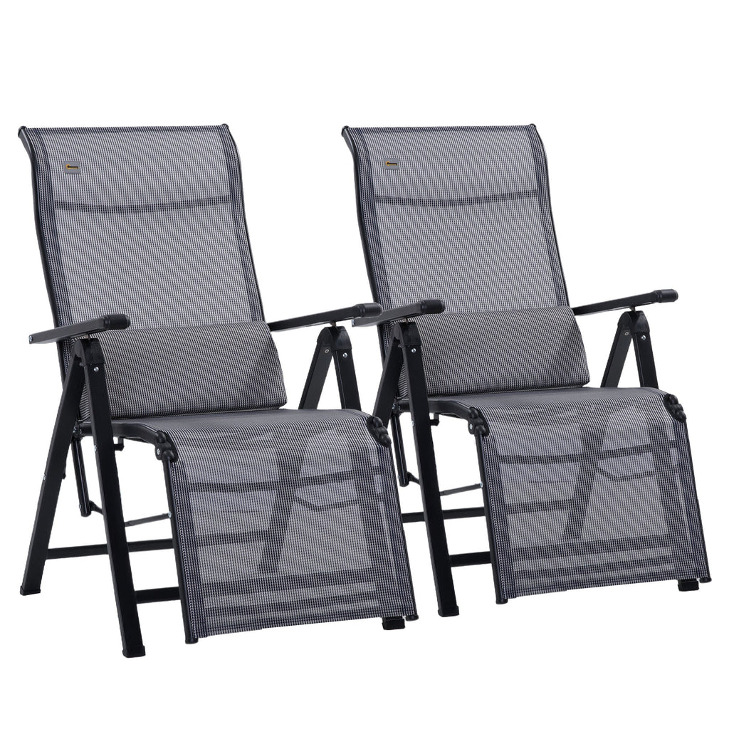 Zero Gravity Garden Lounger Set of 2, Adjustable on 9 Levels, with Cushions, 65x70x111cm, Grey - Borge' Group Limited