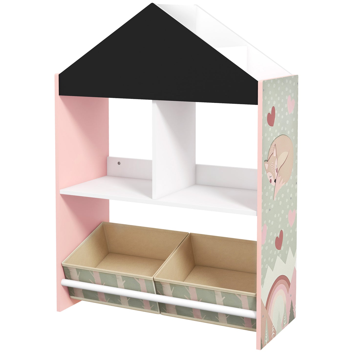 Zonekiz Keeping shelf for children with removable shelves and drawers, pink - Borgè