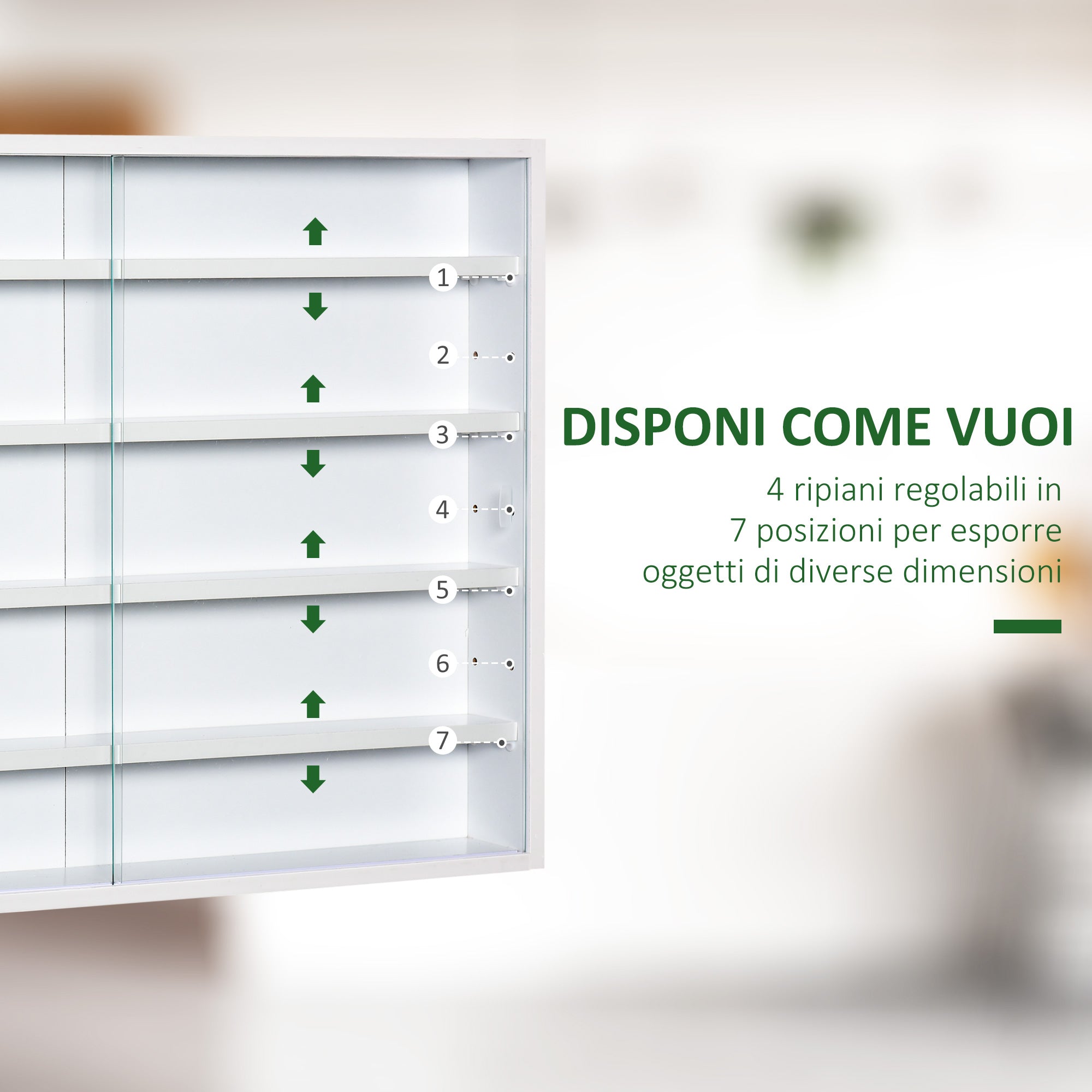 Display Wall Unit with adjustable shelves - White - Borgè