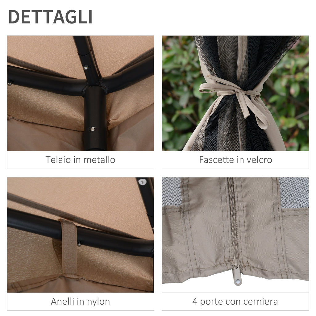 3x3m Garden Gazebo with Mosquito Net, Metal Frame and Polyester Cover, Taupe - Borge' Group Limited