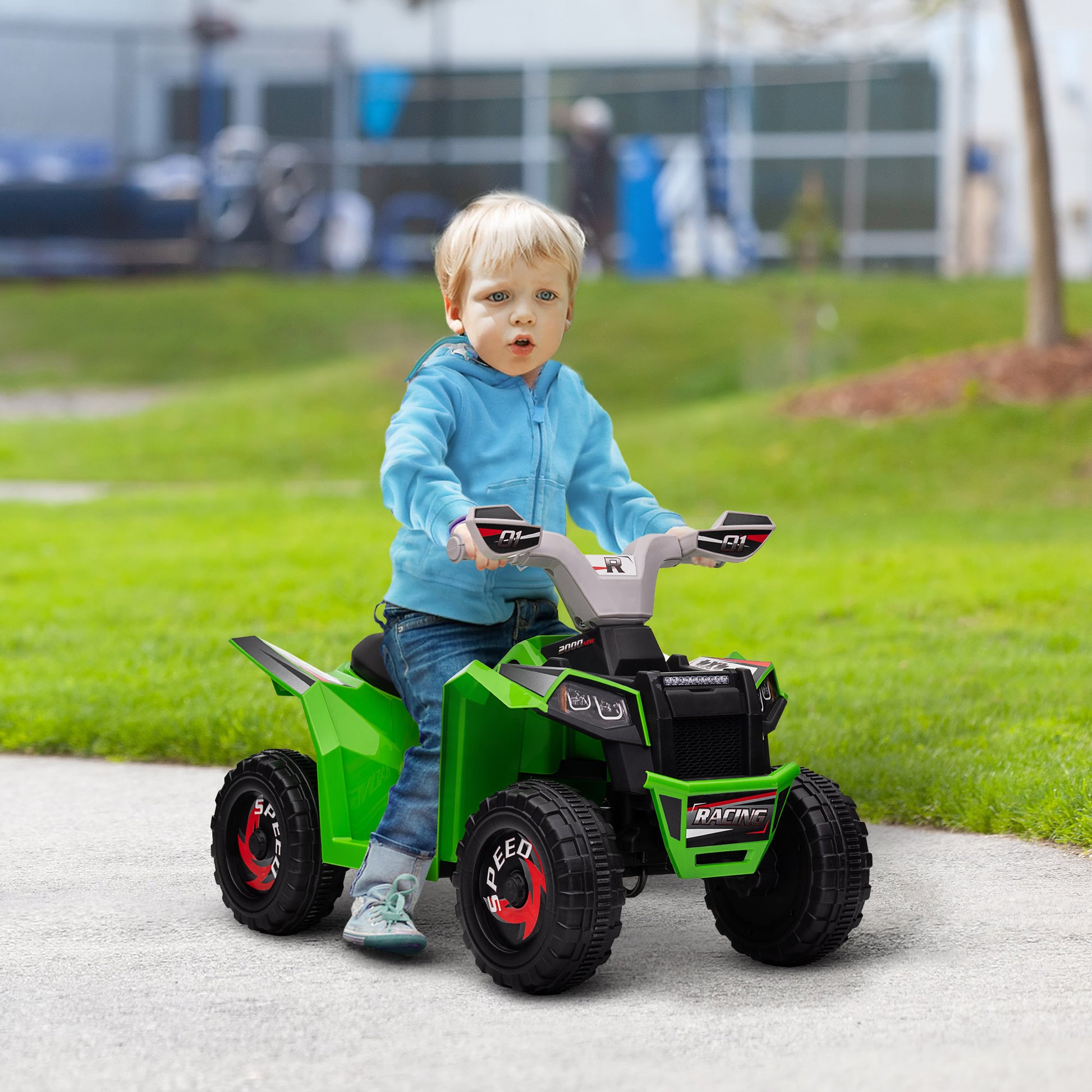 Homcom quad for children 18-36 months in pp and metal, max speed 2.5 km/h, 70x41.5x48.5 cm, gray and black green - Borgè