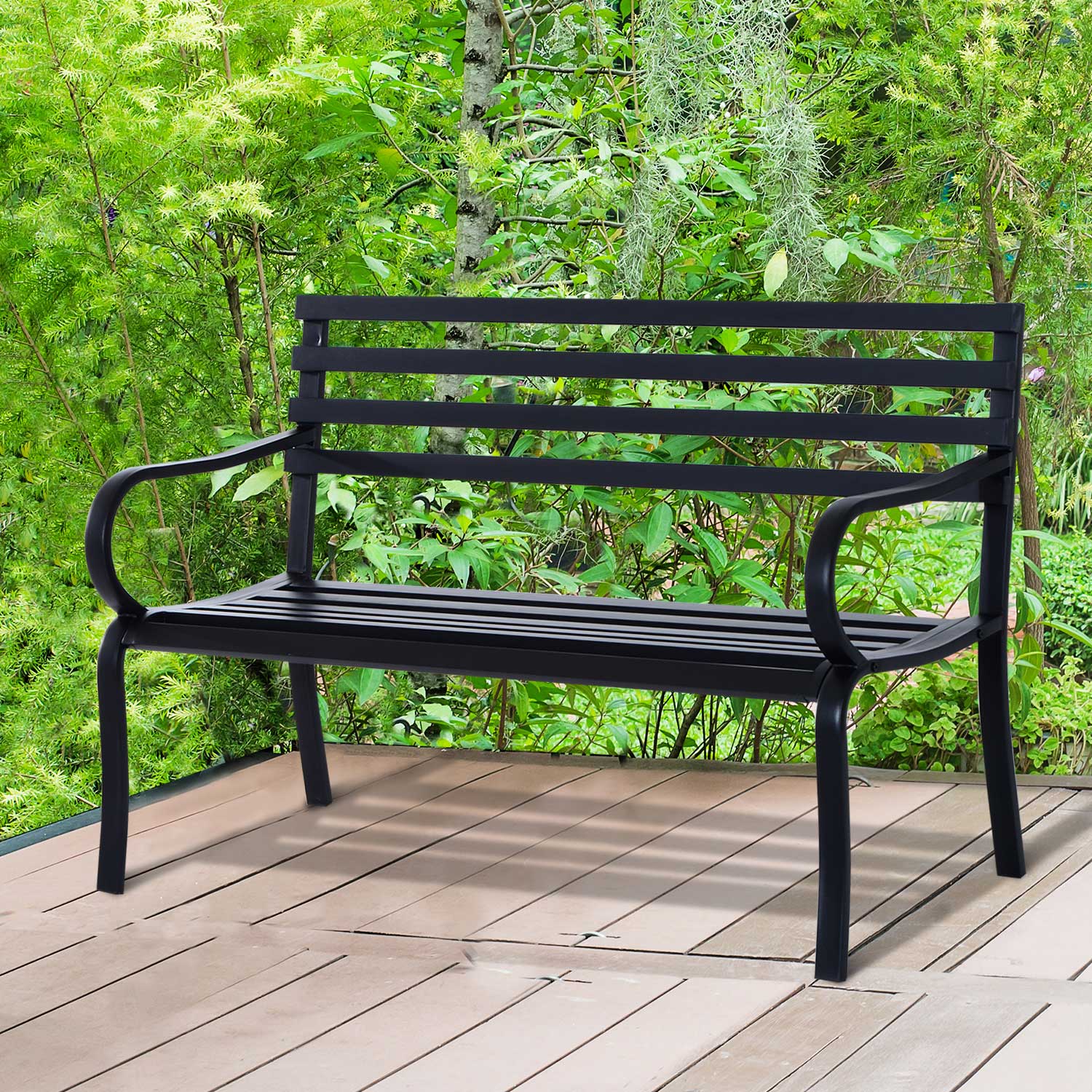 Outsunny garden bench in black metal 127 x 62 x 82cm - Borge' Group Limited