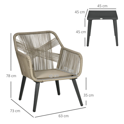 Outdoor Rattan Coffee Table and Chair Set | Outdoor - Borgè