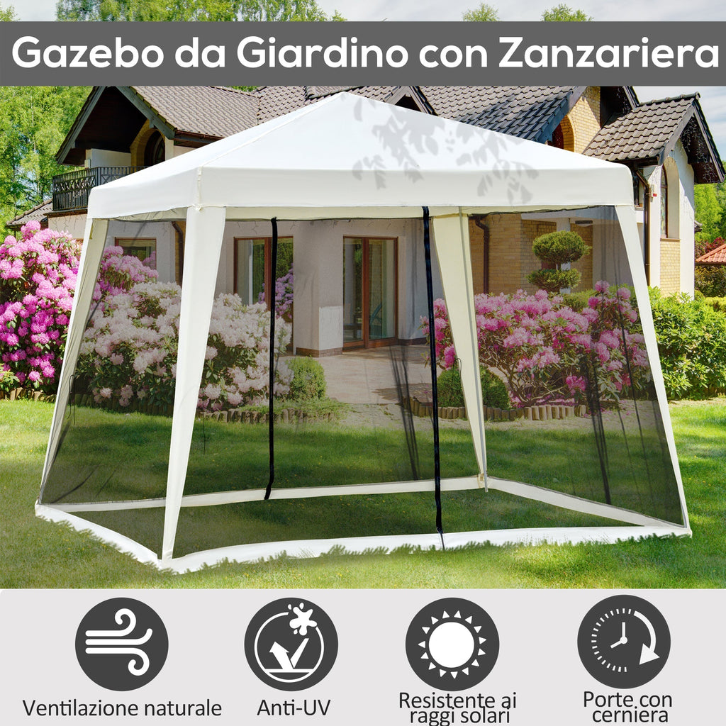 Waterproof Gazebo with Mosquito Nets Outdoor Garden Tent Polyester 3 x 3 x 2.45 m Beige - Borge' Group Limited