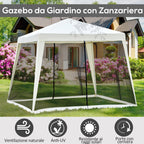 Waterproof Gazebo with Mosquito Nets Outdoor Garden Tent Polyester 3 x 3 x 2.45 m Beige - Borge' Group Limited