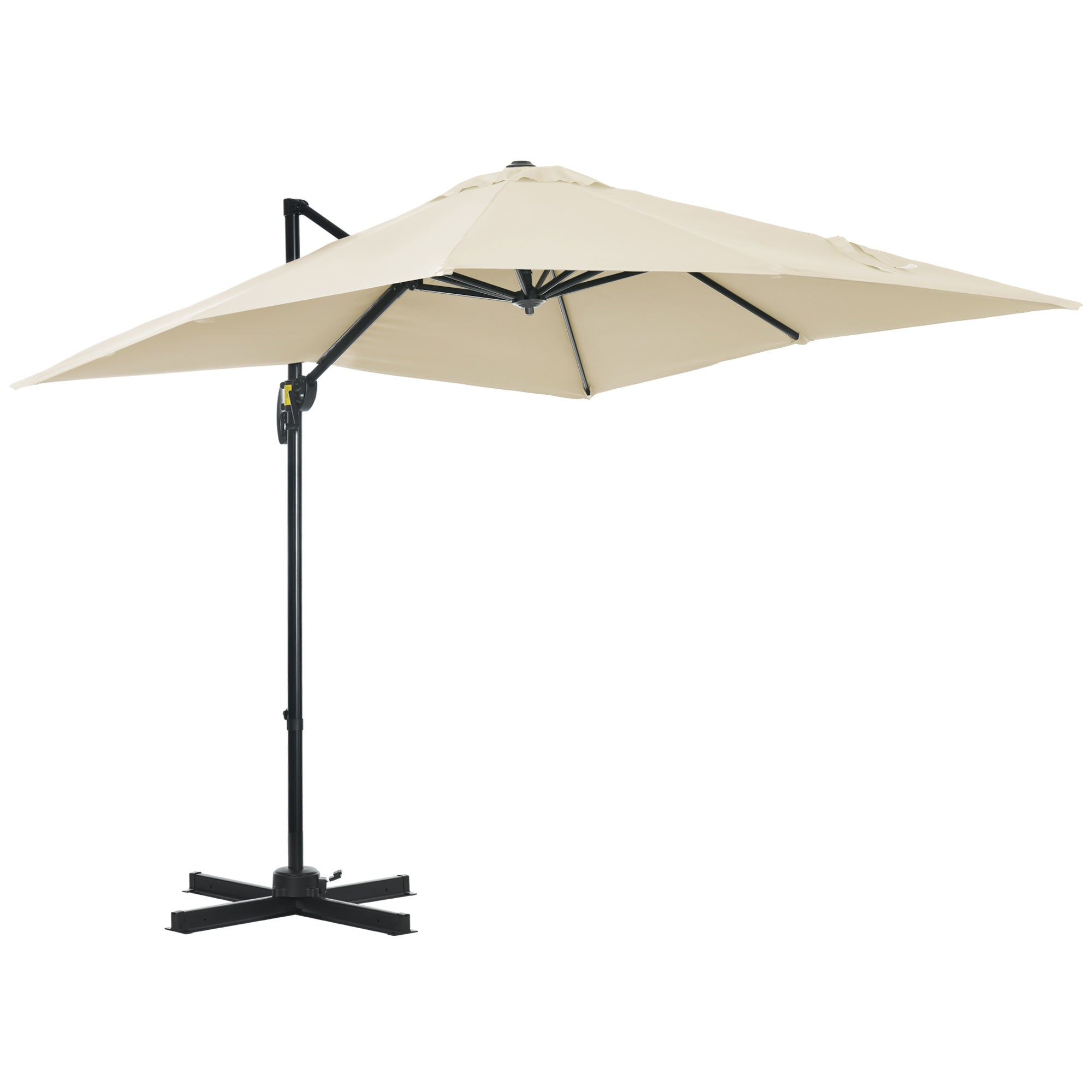 2.5x2.5m Cream Garden Umbrella with 5-Level Adjustable Angle and 360° - Borge' Group Limited