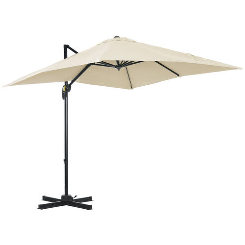 2.5x2.5m Cream Garden Umbrella with 5-Level Adjustable Angle and 360° - Borge' Group Limited