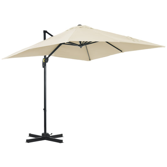 Outsunny garden umbrella with adjustable angle on 5 levels and 360 °, 245x245x248 cm, cream color - Borgè