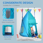 Outsunny Garden swing with 3-8 year olds curtains, Ã˜100cm and adjustable strings, blue - Borgè
