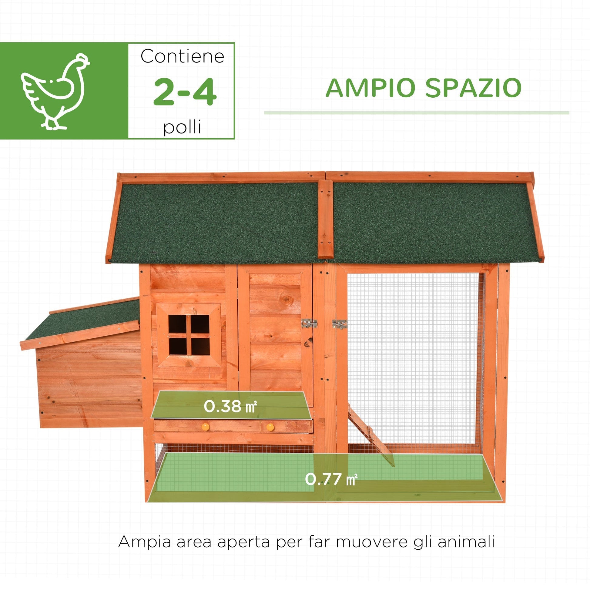 Pawhut in Prefabricated Wood chicken coop with nest for the hatching and house with removable tray - Borgè