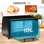 Electricoven 10L with adjustable temperature and timer, 750W, 36.5x26x22 cm, black - Borgè