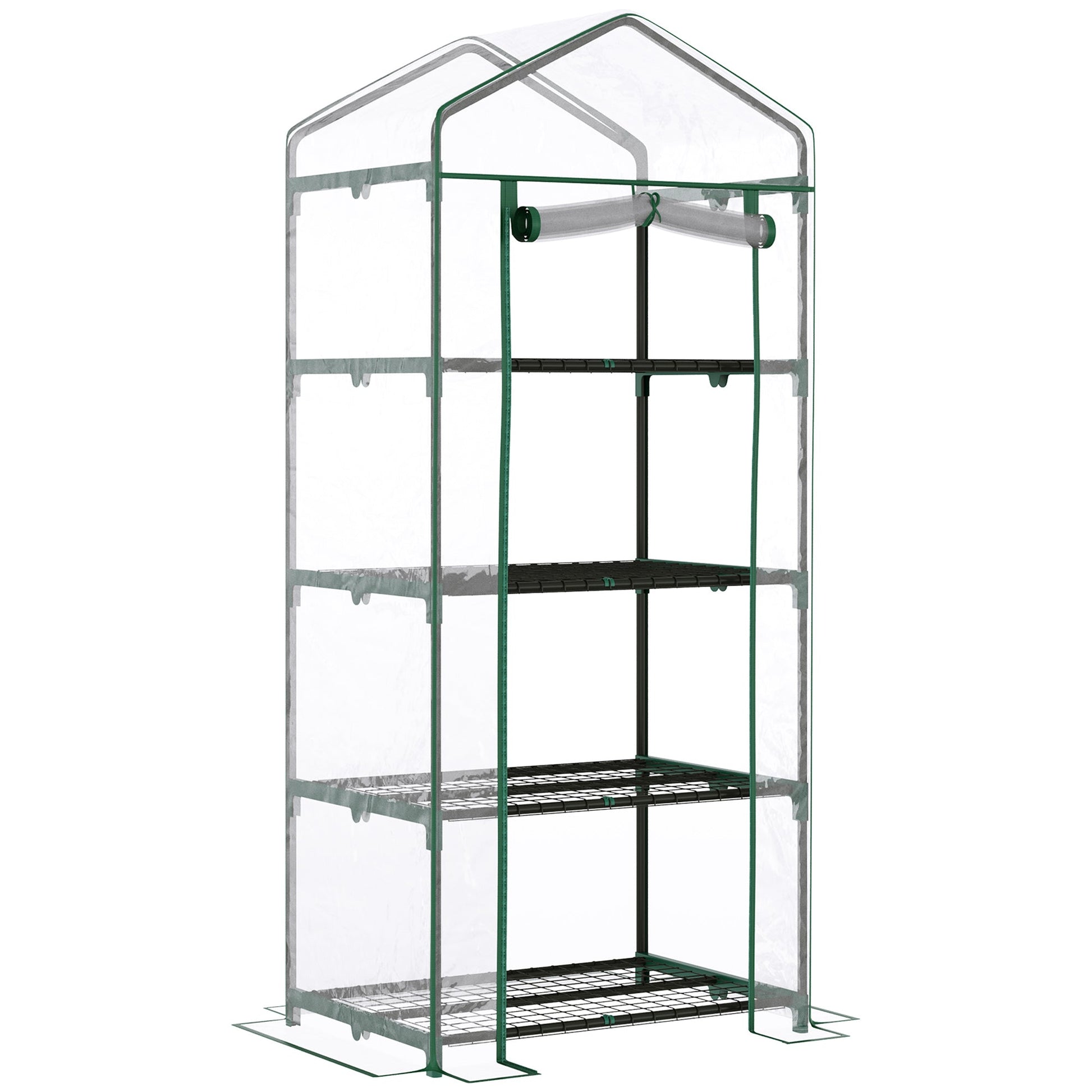 Outsunny Compact Balcony Greenhouse with 4 Shelves and Transparent PVC Cover, 70x50x160cm - Borgè