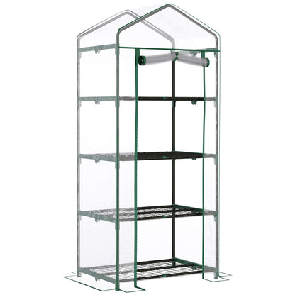 Outsunny Compact Balcony Greenhouse with 4 Shelves and Transparent PVC Cover, 70x50x160cm - Borgè