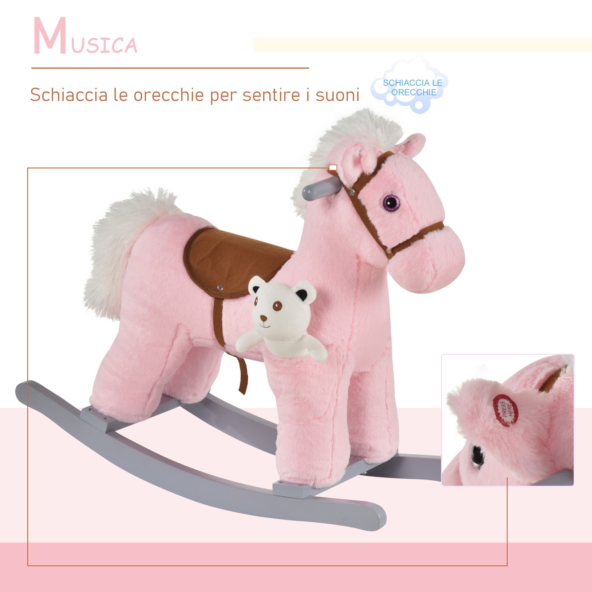 Plush Pink Rocking Horse | 18-36 Months - Borgè
