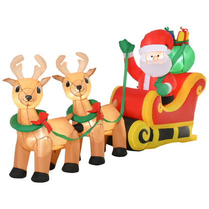 Inflatable Santa Claus with Sled and 2 reindeer and LED lights | 240CM - Borgè