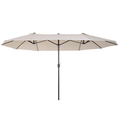 Beige Umbrella Garden Parasol and Double exterior fabric and polyester, 4.55 x 2.4m - Borgè