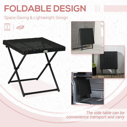 Outsunny Garden table folding saving sausage in Rattan Synthetic and Steel, 40x40x40cm, Black - Borgè