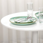 Modern Round Table For 2 people in MDF and Steel, Ø70x75cm, White - Borgè