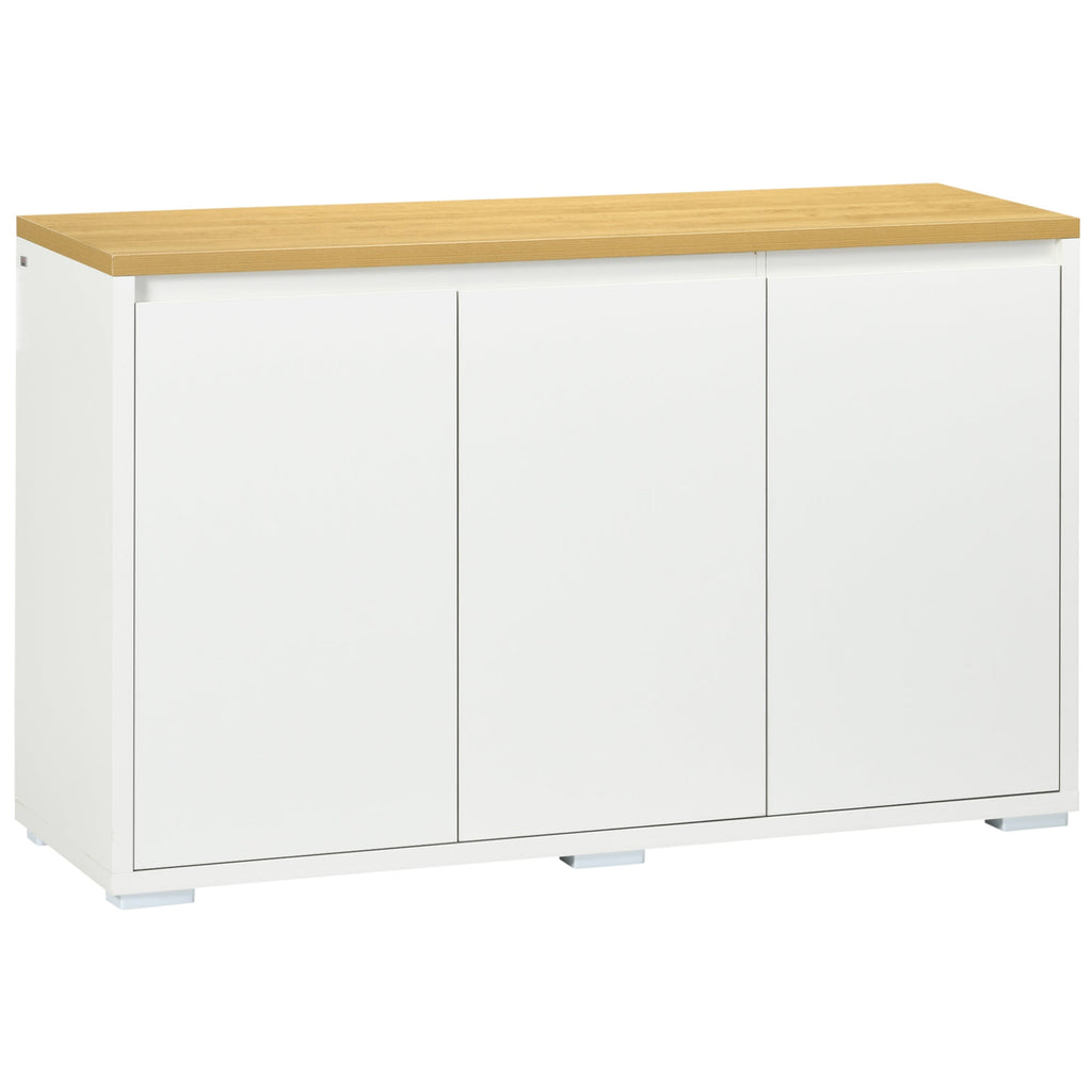 Homcom Multiuse mobile with 2 2 -level lockers in chipboard, adjustable shelf, 120x37x75cm white and wooden color - Borgè