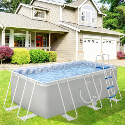 Outsunny Rectangular Southern Pool With Filter Pump and Scaletta, 440x240x122cm - Borgè