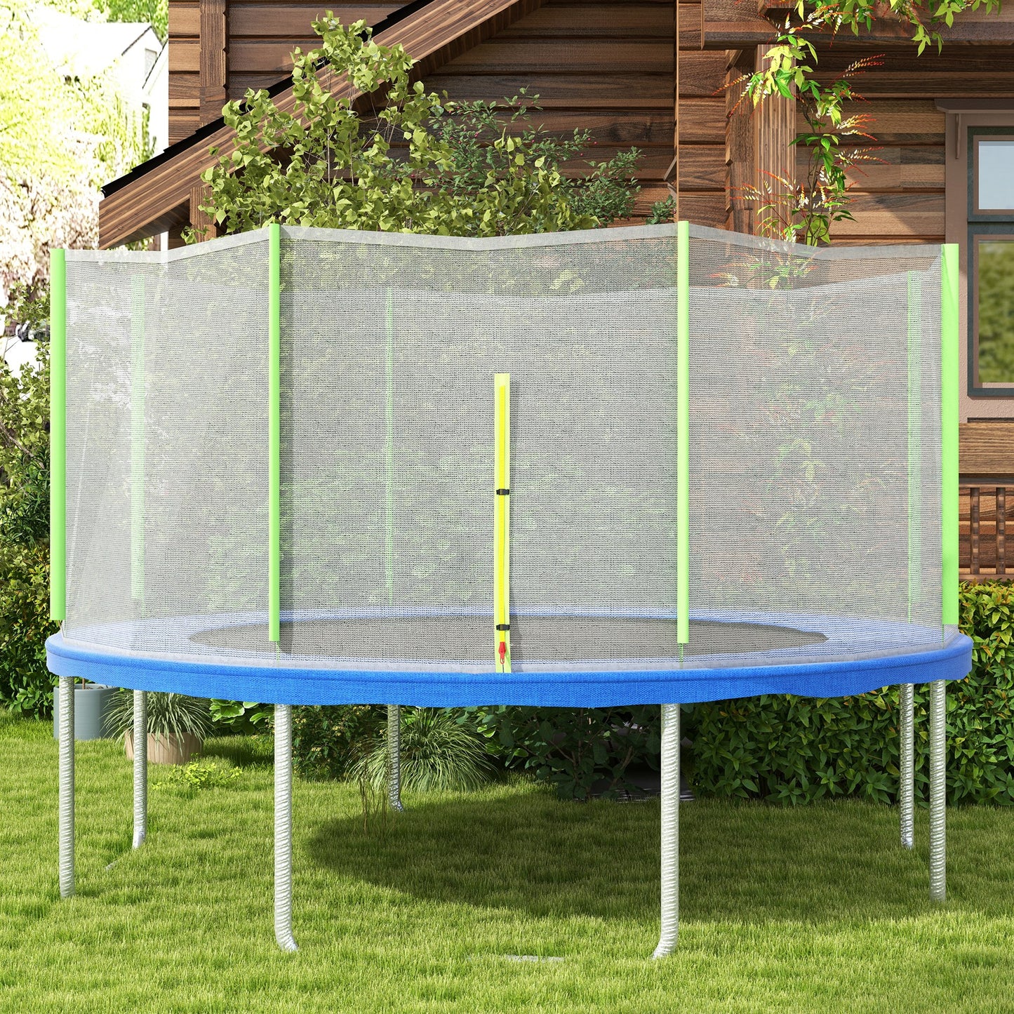 SportNow protection network for 6 -pole trampolines with hinged entrance, in PE, Ã˜366x180 cm, black and green - Borgè