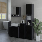 Kleankin Mobile Sublavabo Wooden Bath with 2 -door locker, 60x30x60cm, black - Borgè