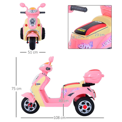 PINK MOTORINO | Children's Electric tricycle for 6v girls with lights and music, pink - Borgè