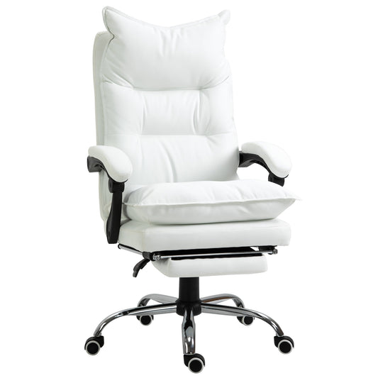 White -like office armchair winner, adjustable height with reclining backrest 155 ° and footrests - Borgè