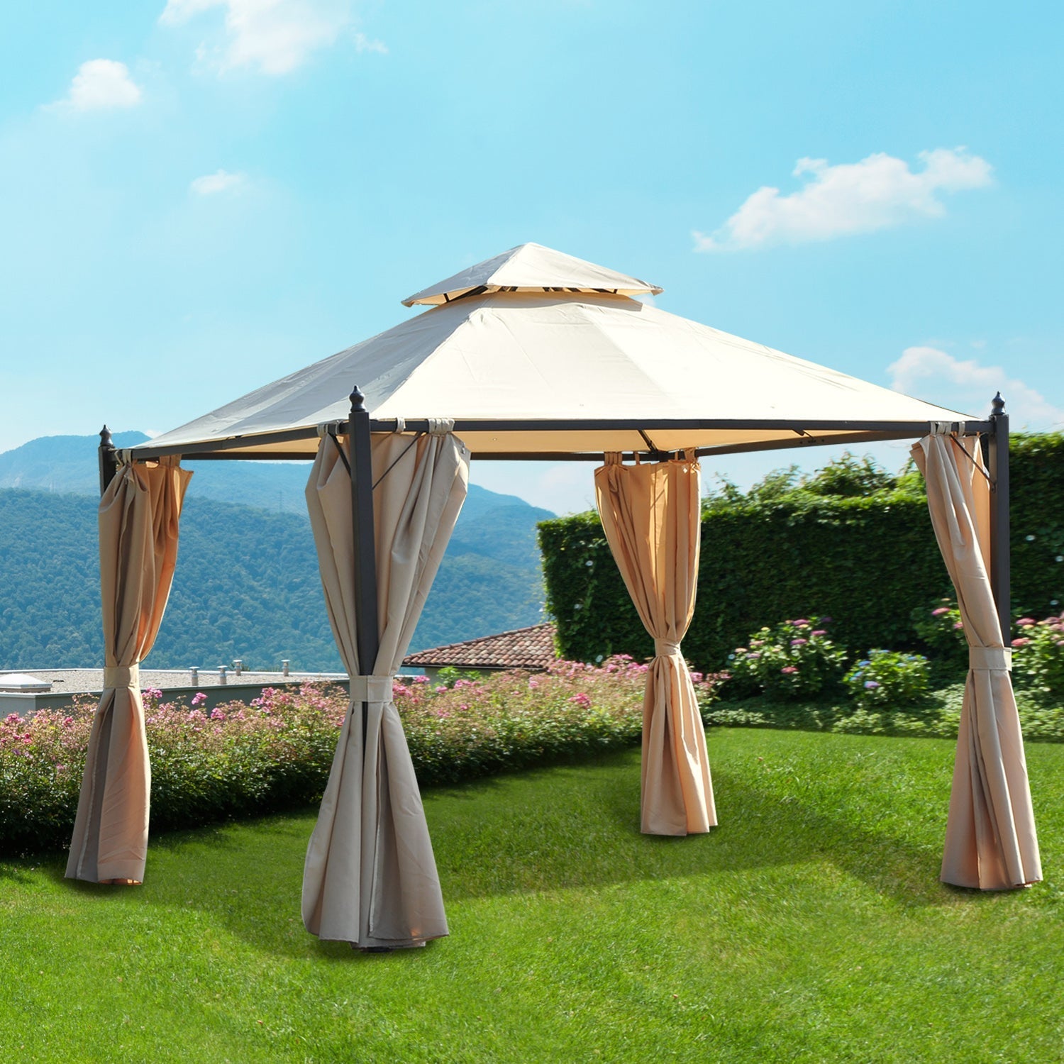 CAMI | 3x3m Beige Garden Gazebo - Borge' Group Limited