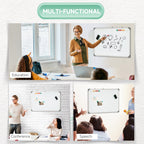 rectangular white magnetic whiteboard with 4 markers, 1 rubber and 10 magnets included, 90x60x1.8 cm - Borgè