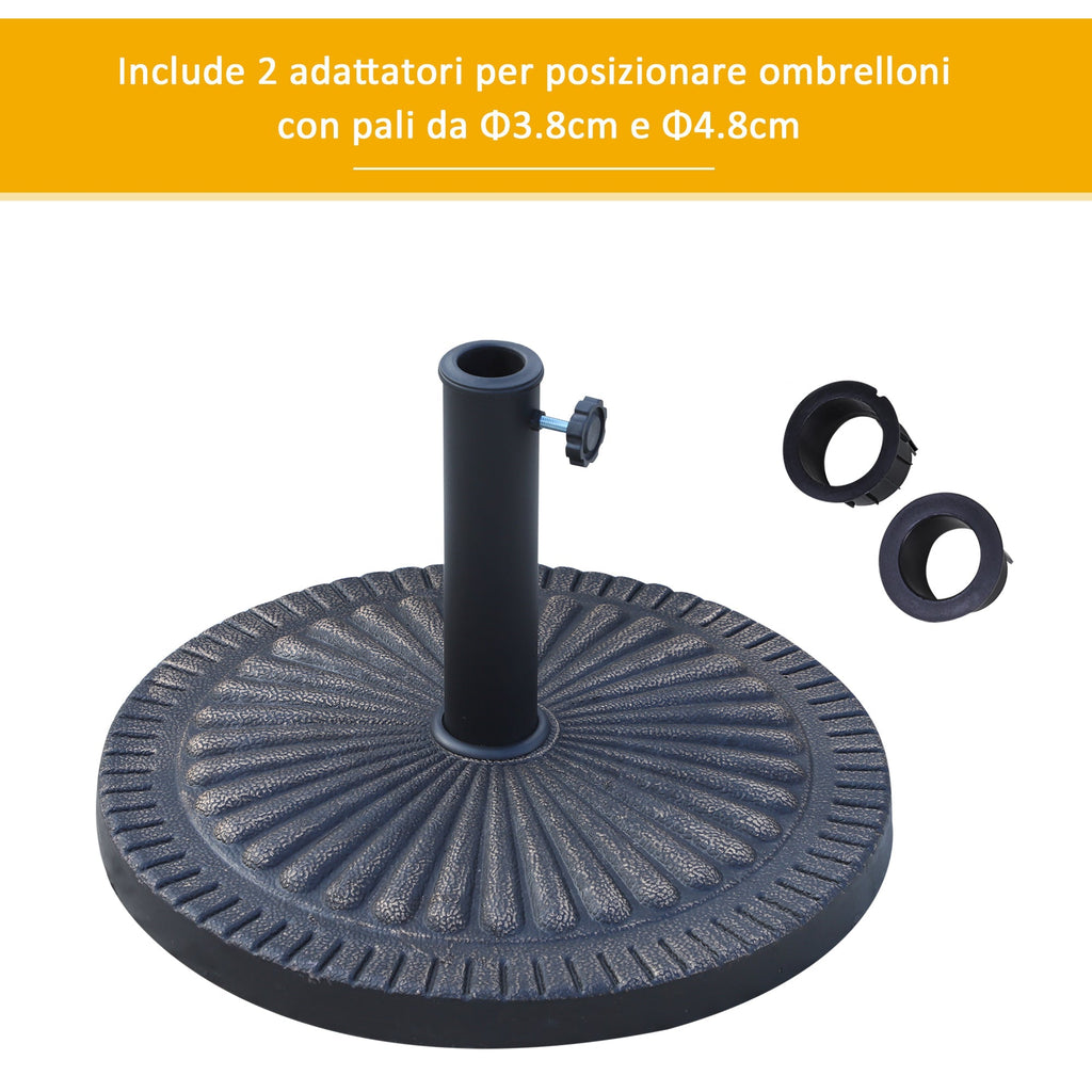 Round Umbrella Base for Ø3.8-4.8cm Poles with Decoration and Knob, Weight 15kg Ø49x32cm - Borge' Group Limited