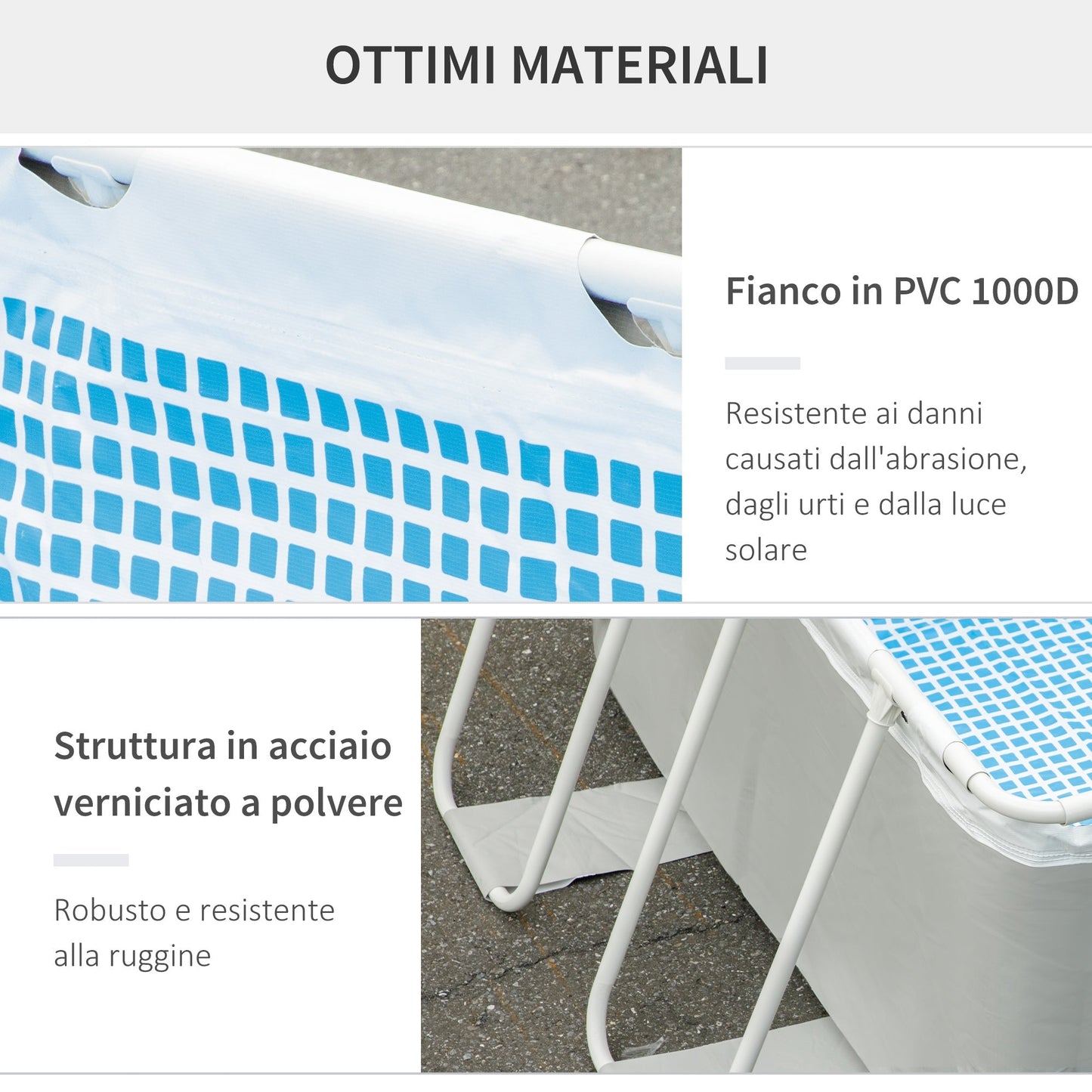 Outsunny Rectangular Southern Pool With Filter Pump and Scaletta, 440x240x122cm - Borgè