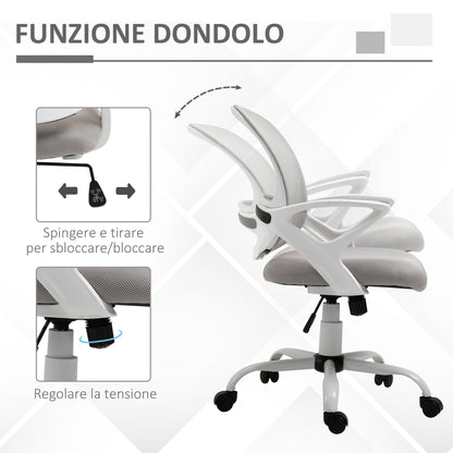 Ergonomic office chair winner with adjustable height in Grey mesh fabric - Borgè