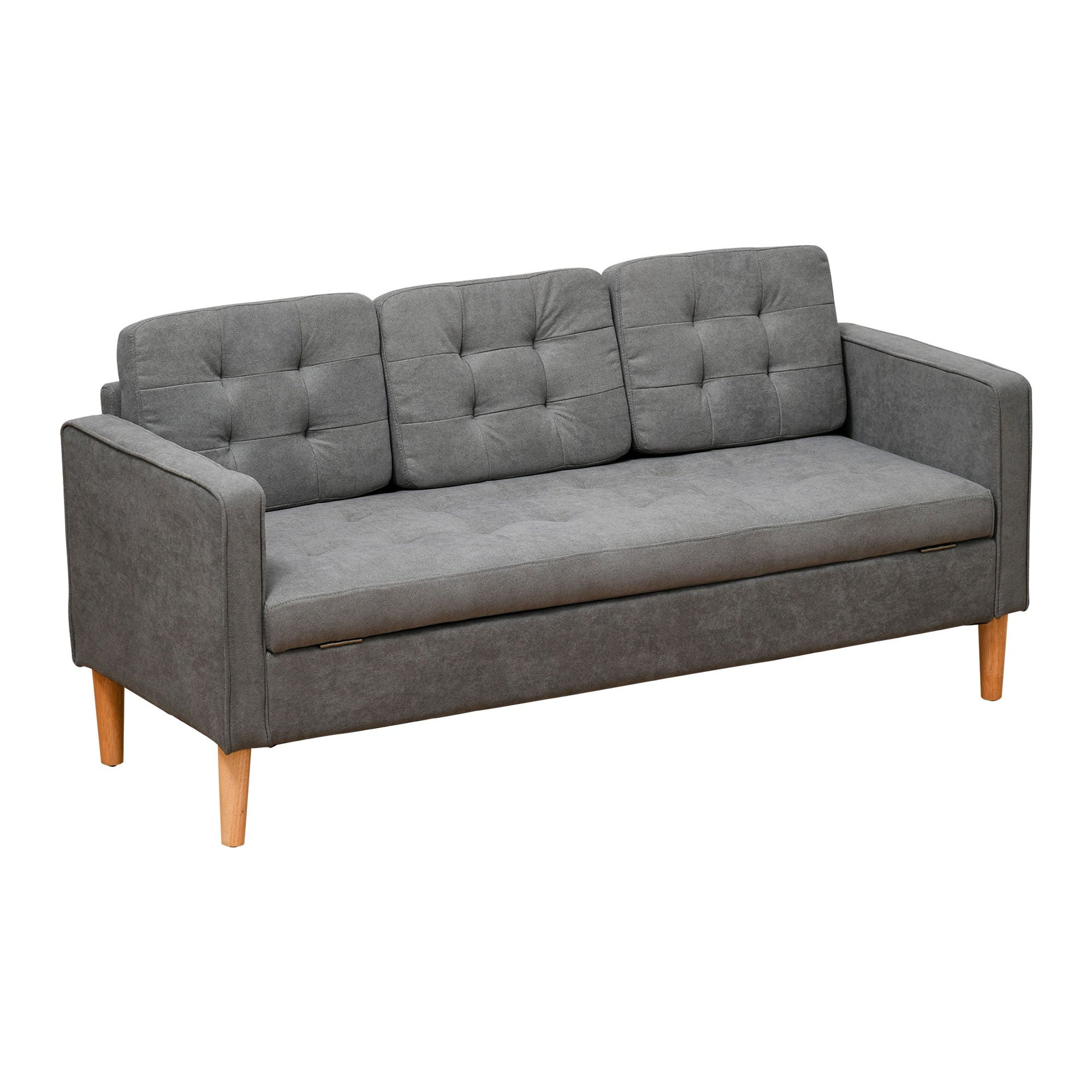 SELLY | 3 Seater Sofa in Grey fabric with Storage Compartment - Borgè