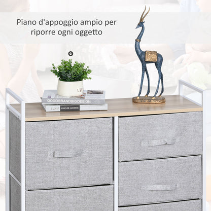 chest of drawers with 5 folding and removable drawers in Grey fabric - Borgè