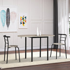 Set Dining 3 pieces with 2 chairs and 1 oval dining table in MDF and steel for limited spaces, wood color - Borgè