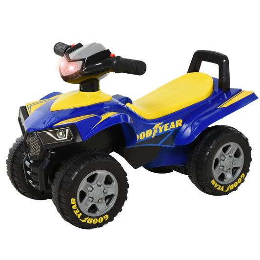 quad toys for children 18-36 months with goodyear license with realistic lights and sounds, blue and yellow, 60x31x42cm - Borgè