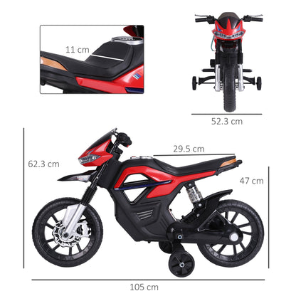 Motorcycle Cross for children, realistic and safe electric motor with headlights and red and black music - Borgè