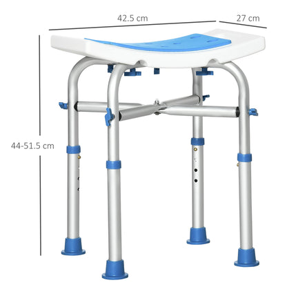 ECARE | Blue Aluminum Shower Stool with adjustable height and non -slip feet and suction cup - Borgè