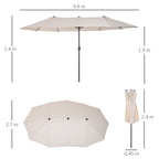 Beige Umbrella Garden Parasol and Double exterior fabric and polyester, 4.55 x 2.4m - Borge' Group Limited