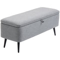 Homcom Bench container in velvet effect fabric, per room, living room and entrance, 101x38.5x44.5 cm, gray - Borgè