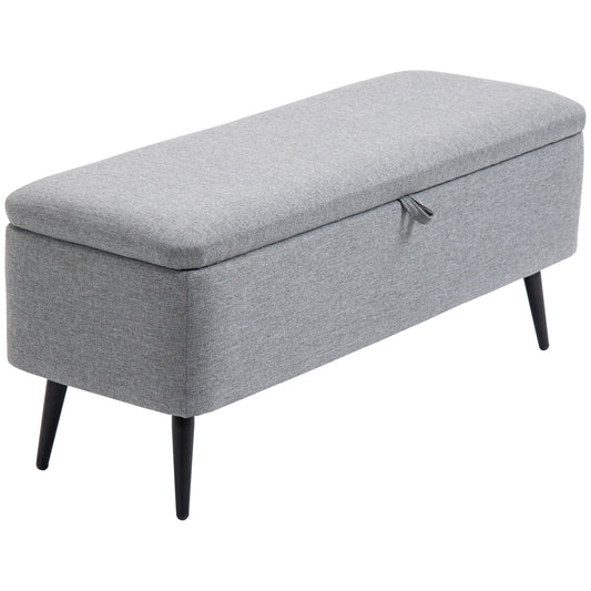 Homcom Bench container in velvet effect fabric, per room, living room and entrance, 101x38.5x44.5 cm, gray - Borgè